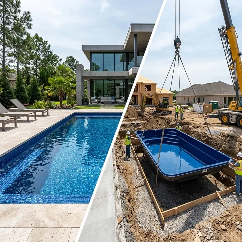 Comparativo piscina fibra vs alvenaria