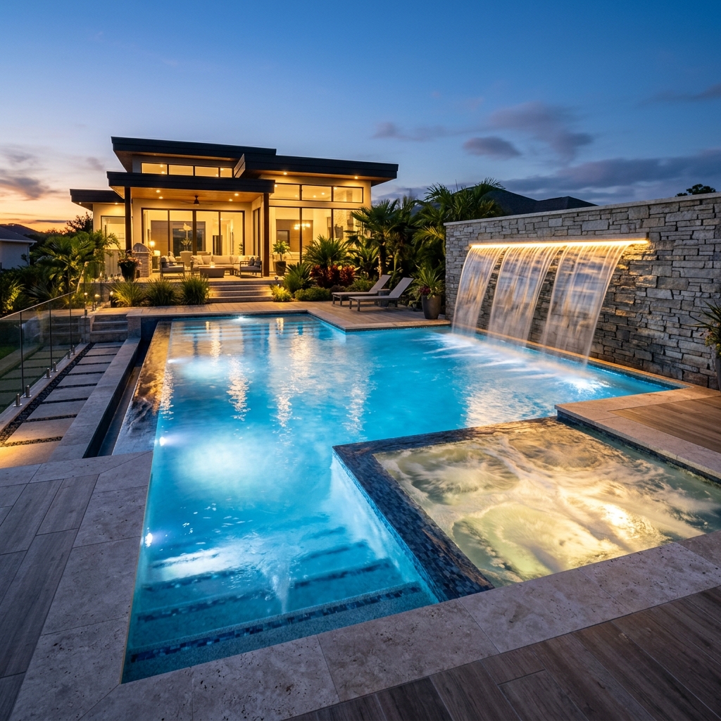 Projeto hidráulico incrível com cascata