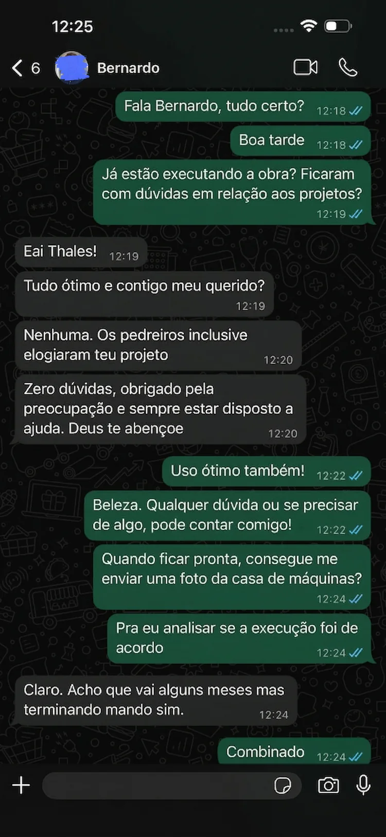 Depoimento do cliente Bernardo