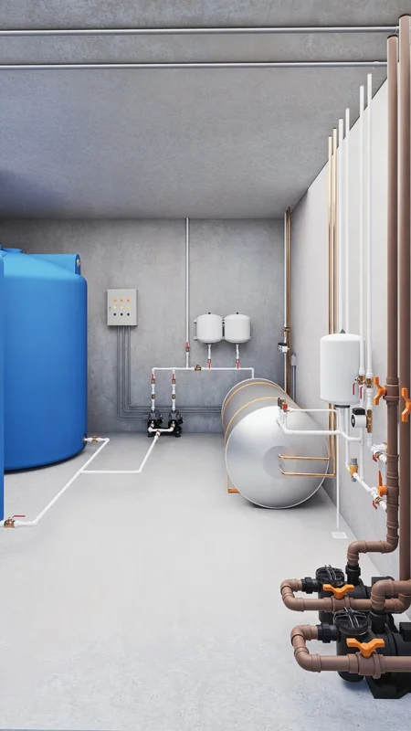 Casa de máquinas com sistema hidráulico integrado